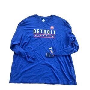 Fanatics Size 5XL Men's Blue Detroit Pistons Logo T-Shirt 100% Cotton Crew Neck.